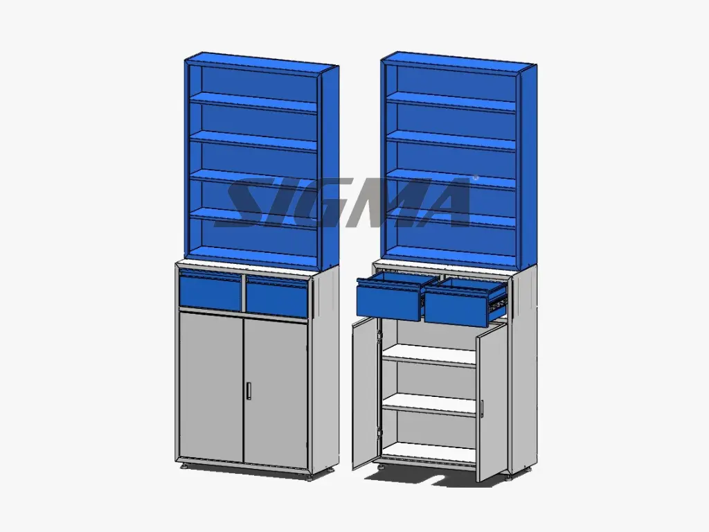 Pharmacy Rack With Cabinet.webp